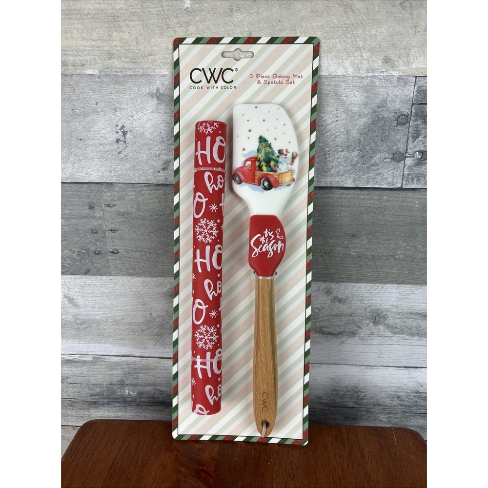 NEW ~ CWC 3 Piece Baking Mat & Spatula Kitchen Christmas Gadget Set